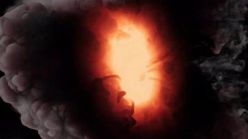 Mystical Red Light Horizontal Movement and Dense Smoke Turbulence Seamless Loop