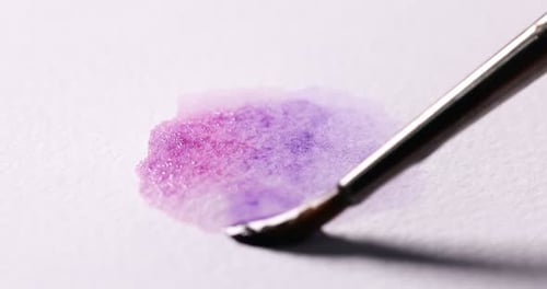 Painting Violet Watercolor with Brush on Paper, Arts