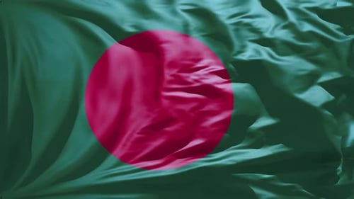 Bangladesh National Flag Waving in Realistic Loop Animation