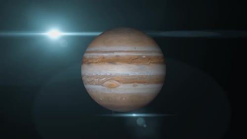 Rotating Jupiter Planet Loop with Lens Flare