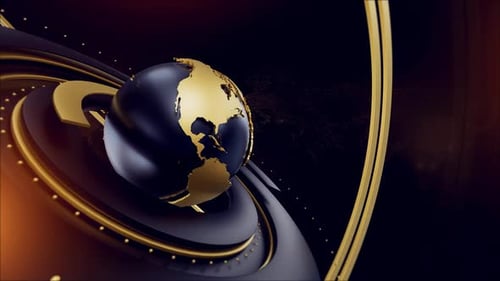Golden Earth Globe Rotation Corporate Technology Opener