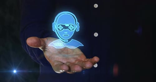 Gamer esport player symbol over hand