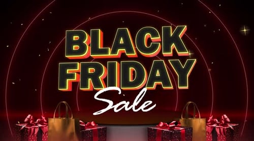 Modern Black Friday Sale Text Animation with Neon Glow