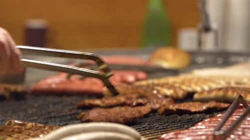 Pork Meat On Burning Wood Fire Barbecue 2