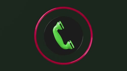 3D Phone Call Icon Animation with Pulsing Ring