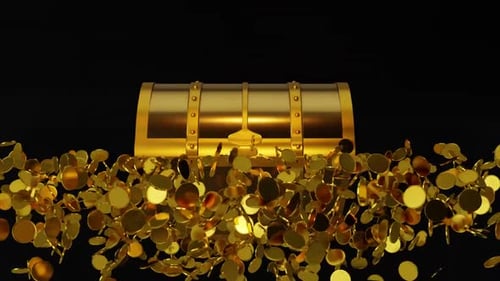 Golden Treasure Chest with Coins