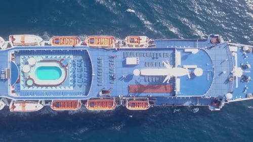 Cruise ship sailing across The Mediterranean sea - Aerial footage