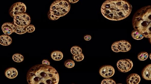 Sweet Chocolate Chip and Candy Cookies Falling Down