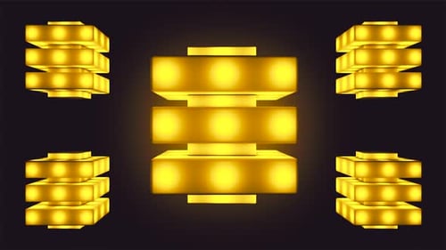 Animated Golden Cubic Shapes Rotating Loop