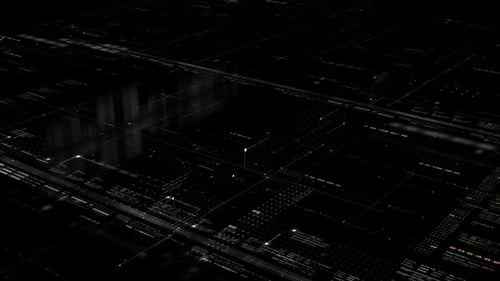 Futuristic Data Matrix Simulation HUD Screen