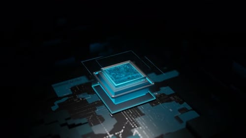 Concepto abstracto de activación de CPU: expansión de impulsos de energía visualizada