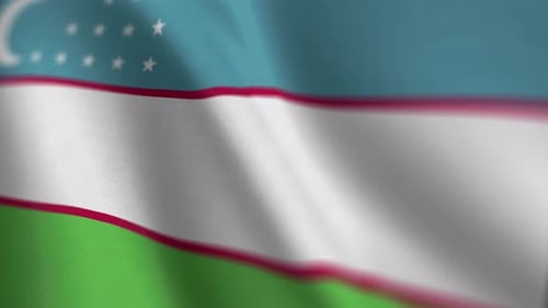 Realistic Uzbekistan Flag Waving Animation