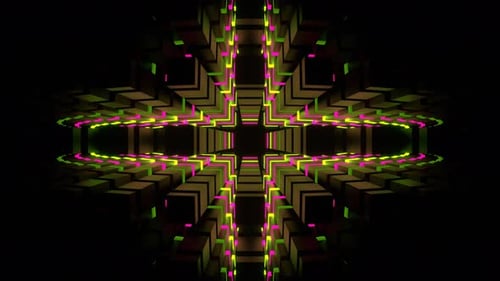 Pink And Green Neons Moves In Rectangles Background Vj Loop In 4K