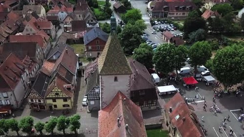 An onward footage moving across the village. This shot shows the streets around the village. It also