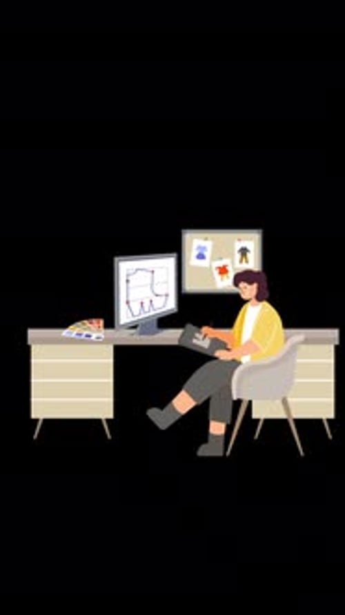 A Woman Who Designs Clothes Vertical Animation Alpha Channel