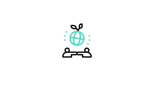 Animated Flat Design Icon of People and Global Growth