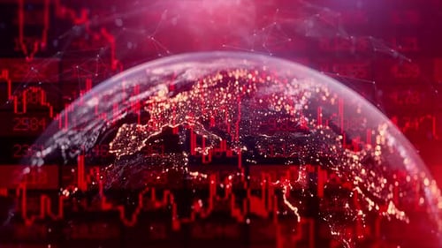 Rote Kerzen des rückläufigen Börsenhandelschart mit sinkenden Kursen Stop-Loss für den Börsenhandel