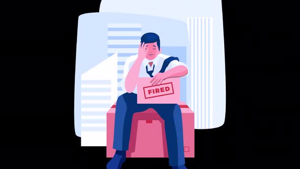 unemployed man looking for job, job crisis 4k animation with alpha ...