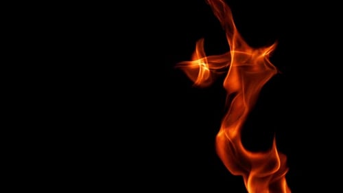 Tongues of Bright Fire on a Black Background Filmed on a Highspeed Camera at 1000 Fps