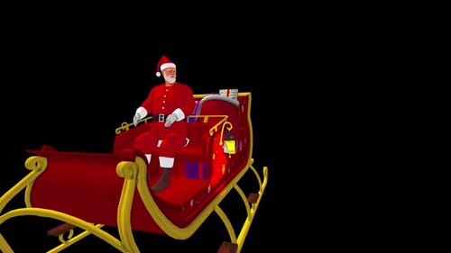 Animated Santa Claus in Sleigh with Gifts Christmas 3D Loop