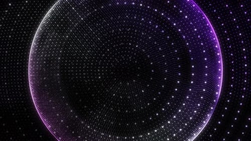 Randomly Circle Particle Blinking Animation. Particle Glowing Circle Animation High Tech Background.