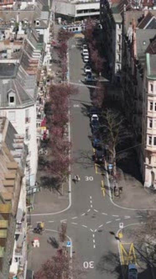 Aerial video of the Bartstrasse blooming in the streets of Zurich