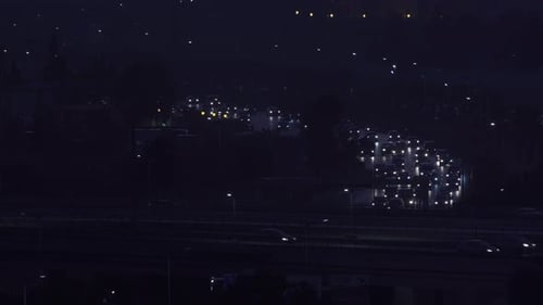 night traffic at a busy highway