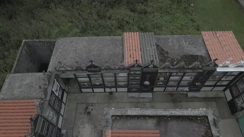 Top view of Cemetery in Moeche, Galicia, Spain