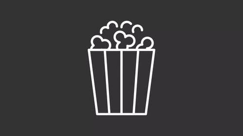 Animated Popcorn Bucket Line Icon Loop