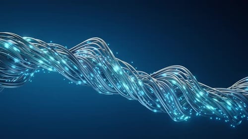 Abstract Fiber Optic Cables Glowing Blue Background