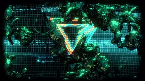 Futuristic Neon Triangle Reveal with Glitch Effects
