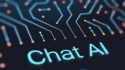 Futuristic AI Chatbot Interface Reveal on Digital Circuit Board