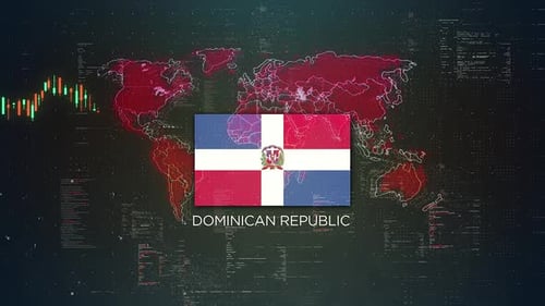 Dominican Republic Stock Market Chart Background With Flag