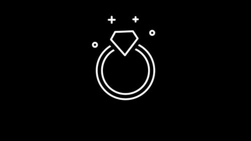 Flat Design Engagement Ring Animated Icon with Sparkle