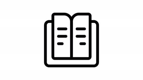 Line Art Book Icon with Animated Reading Text
