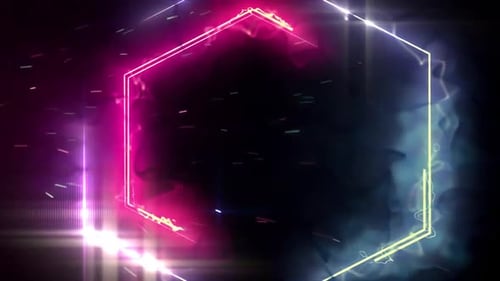 Neon Hexagon Reveal with Abstract Energy Lights and Particles