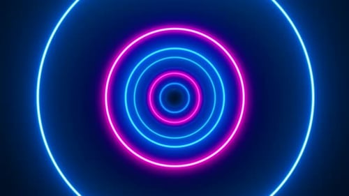 Neon Circle Pink and Blue Tunnel Background