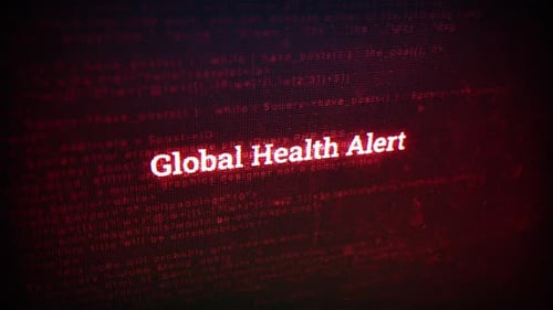 Alerta de saúde global em mensagem de tela digital em telas de computador V01