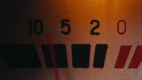 Retro Sound Level Meter Decibel Meter in Studio Vintage Audio Equipment Close Up Magnetic Tape Music