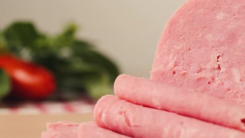Ham Lunch Meat Slices Food Close Up