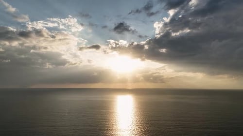 Beautiful Sunset with Colorful Yellow and Blue Cloudy Sky