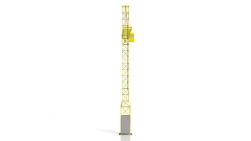 Grue de construction jaune sur fond blanc