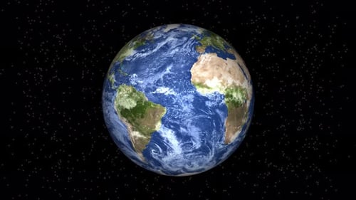 Realistic Spinning Earth Globe Animation in Space