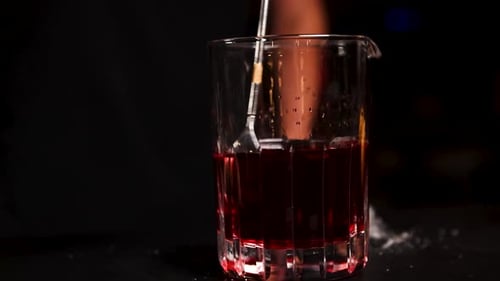 the bartender prepares a cocktail at the bar