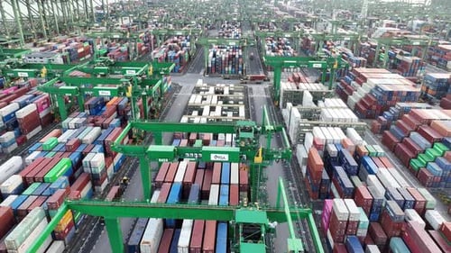 Aerial view of PSA terminal, Singapore.