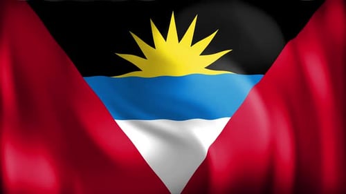 Antigua and Barbuda Flag Waving Animation with Realistic Fabric Motion