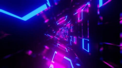 Triangle Rotated Mirrored Blue With Pink Glass Vj Tunnel Loop