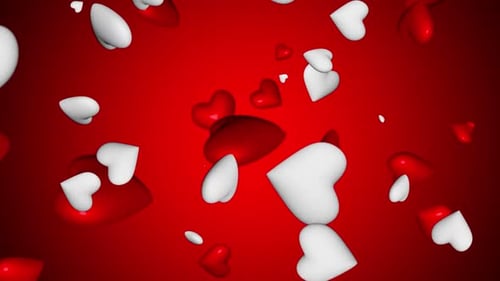 3D Heart Flying Background Red Loop