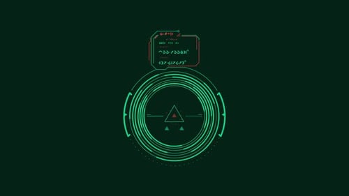 Animated Alienstyle HUD with Rotating Circles and Text Frame