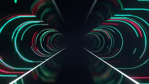 Turquoise And Pink Sci Fi Neon Tunnel Background VJ Loop l 4K